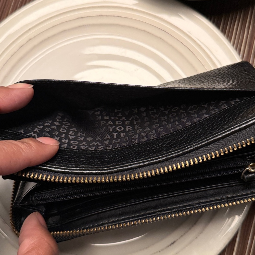 Kate Spade Black Textured Wallet with Gold Accents - Picture 5 of 7